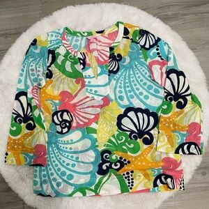 Lilly Pulitzer Amelia Seashell Blouse, Size Medium
